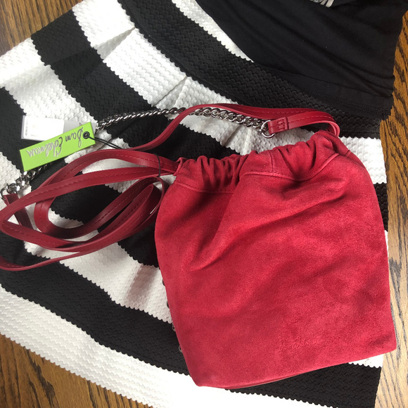 Sam Edelman Red Suede and Stud Crossbody Bag - Picture 4 of 8